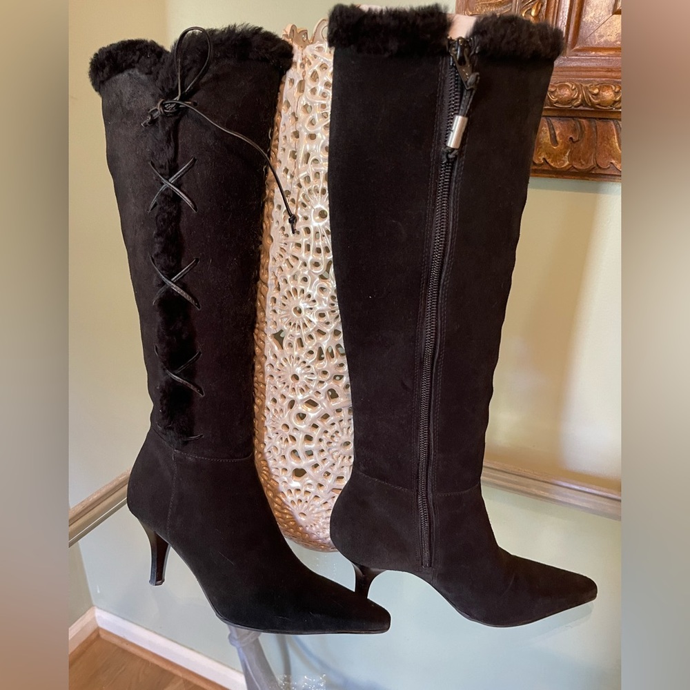 Ralph Lauren Black Suede Boots, Size 5.5 B